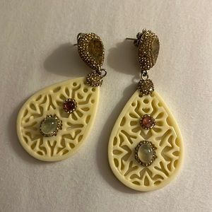 Sterling silver and ivory with gemstone earrings